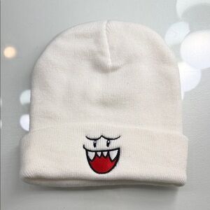 Mario Ghost Face White Knitted Beanie Unisex Adult & Kids